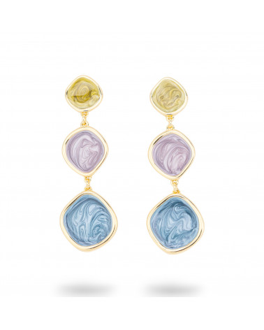 Boucles d'Oreilles Bijoux Émaillées Collection Isabella 1 Paire-BRONZE CRISTAL | Worldofjewel.com