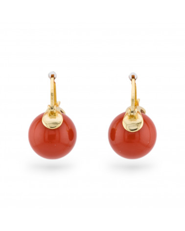 Orecchini Di Argento 925 A Perno Con Pietre Dure E Pasta Dorato Pasta Di Corallo-ORECCHINI ARGENTO 925 LUXE | Worldofjewel.com