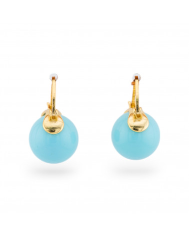 925 Silver Stud Earrings With Hard Stones And Gold Paste Turquoise Paste-925 SILVER LUXE EARRINGS | Worldofjewel.com