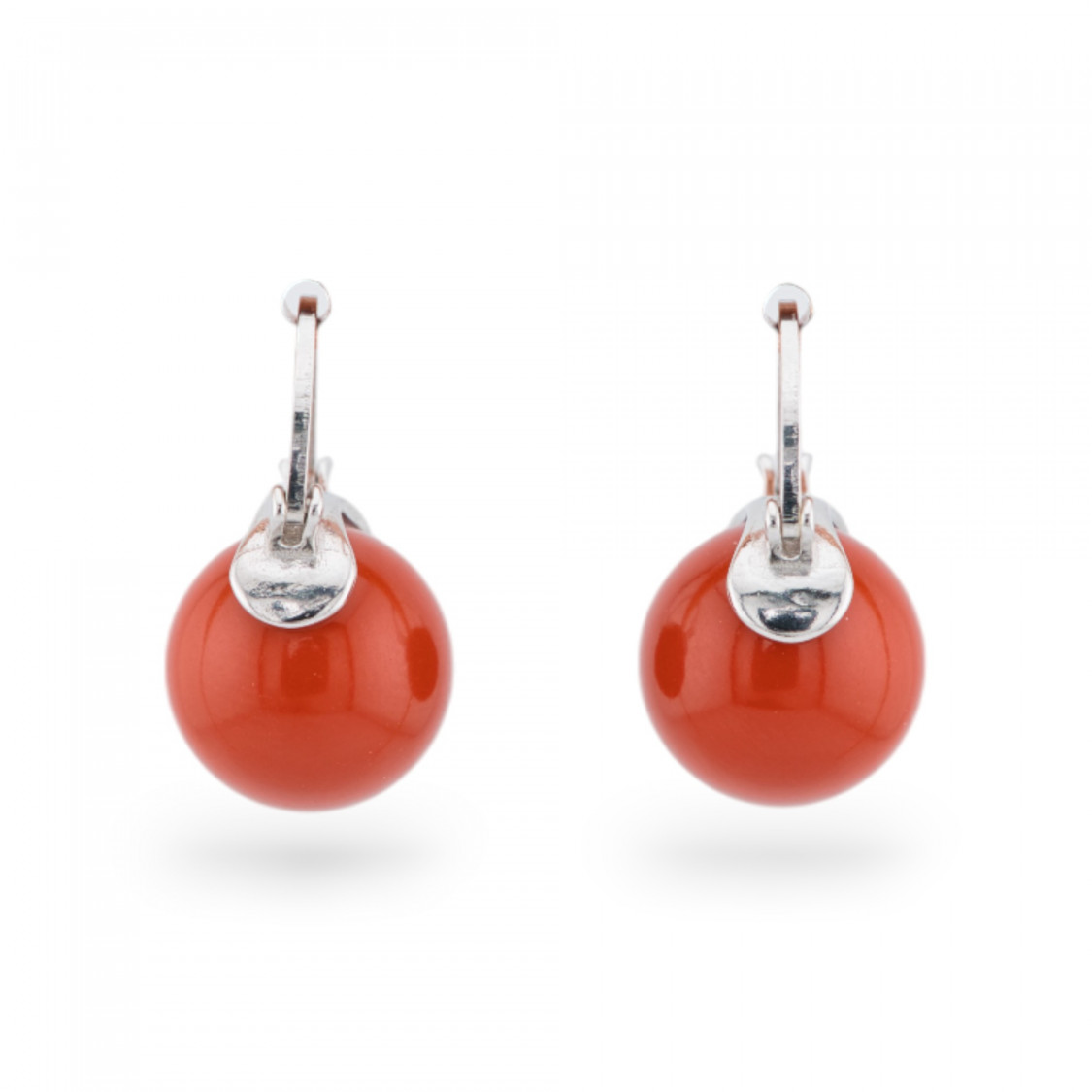 Orecchini Di Argento 925 A Perno Con Pietre Dure E Pasta Rodiato Pasta Di Corallo-ORECCHINI ARGENTO 925 LUXE | Worldofjewel.com