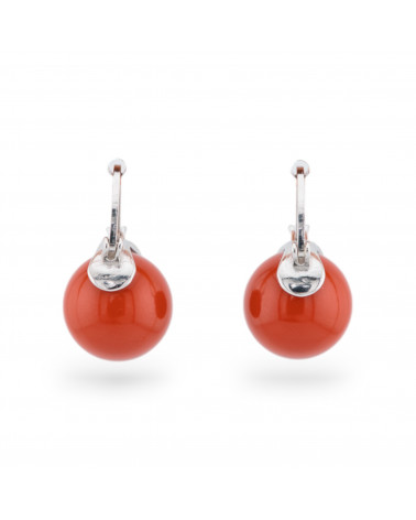 Orecchini Di Argento 925 A Perno Con Pietre Dure E Pasta Rodiato Pasta Di Corallo-ORECCHINI ARGENTO 925 LUXE | Worldofjewel.com