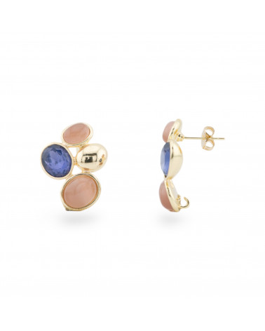 Bronze Cat's Eye CZ Crystal Stud Earrings 19x26mm 1 Pair Gold Blush Blue-ORECCHINI HOT PICKS | Worldofjewel.com