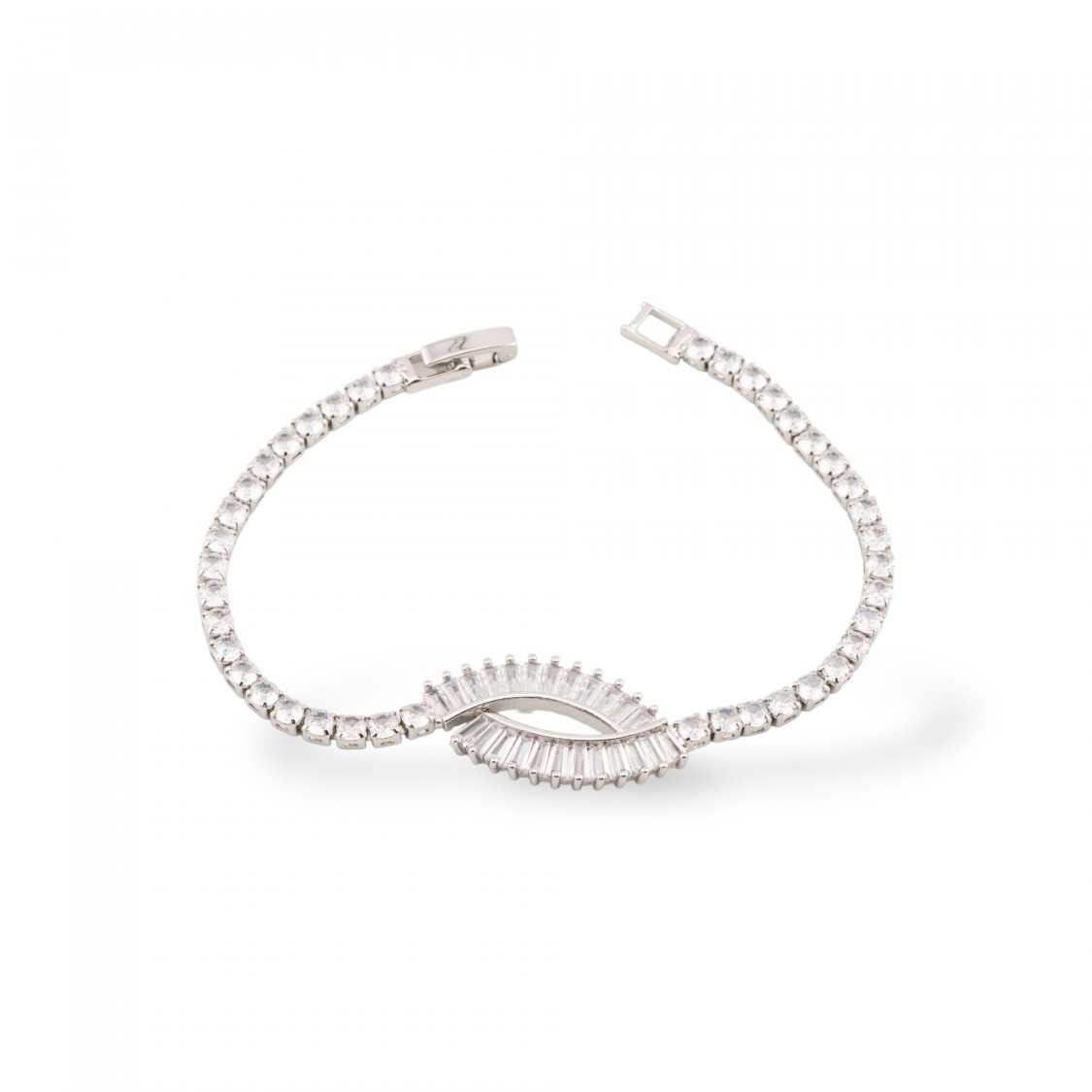 Bronze Bracelets Clara Collection 1pc Rhodium Plated-BRONZE BRACELETS AND CAT'S EYE | Worldofjewel.com