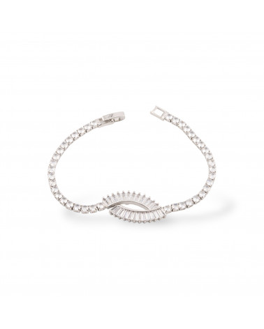 Pulseras Bronce Colección Clara 1ud Baño de Rodio-PULSERAS DE BRONCE Y OJO DE GATO | Worldofjewel.com
