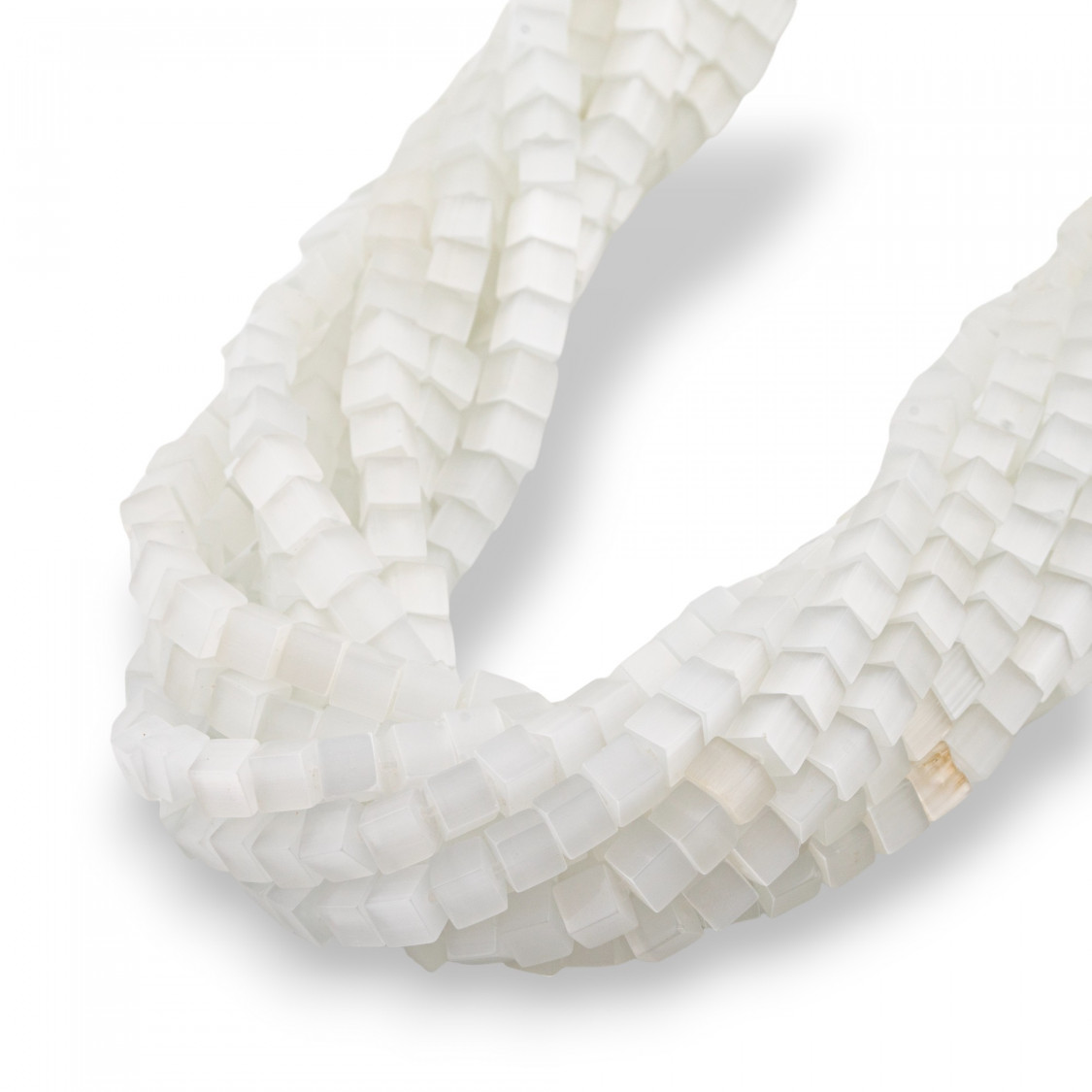 Occhio Di Gatto Cubo 4mm Bianco-OCCHIO DI GATTO | Worldofjewel.com