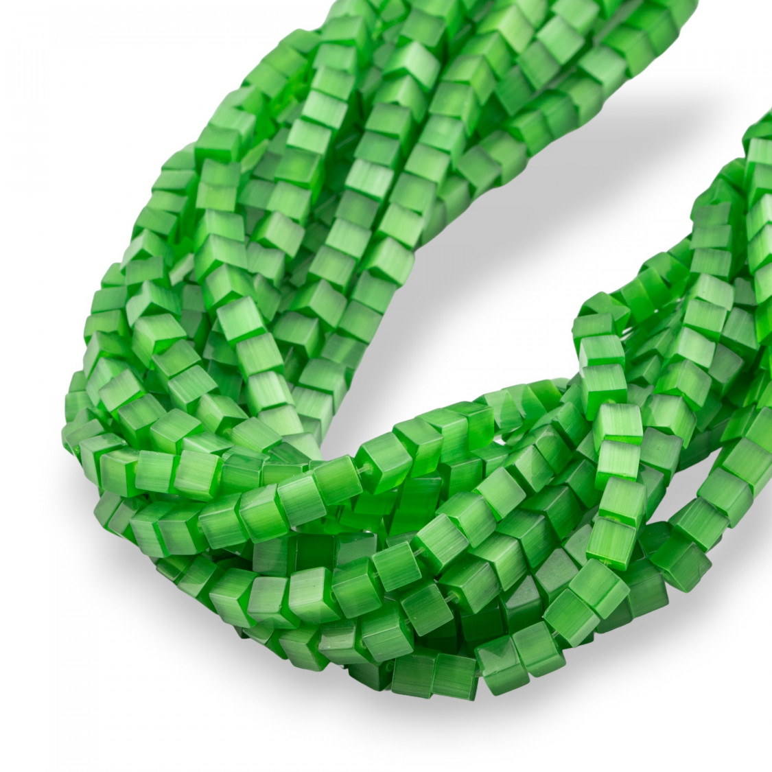 Occhio Di Gatto Cubo 4mm Verde-OCCHIO DI GATTO | Worldofjewel.com