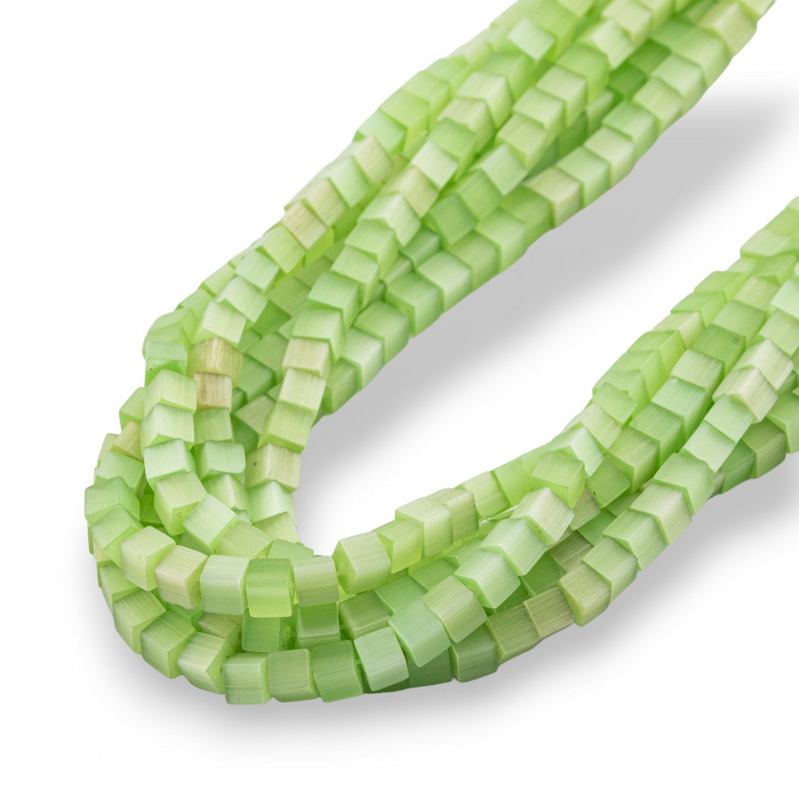 Cat's Eye Cube 4mm Light Green-EYE OF CAT | Worldofjewel.com