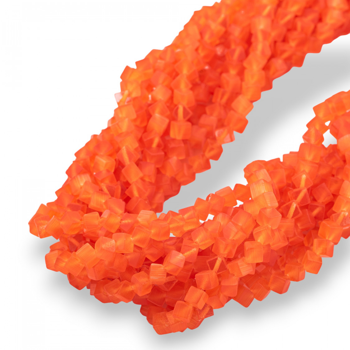 Occhio Di Gatto Cubo Diagonale 4mm Arancio Intenso-OCCHIO DI GATTO | Worldofjewel.com