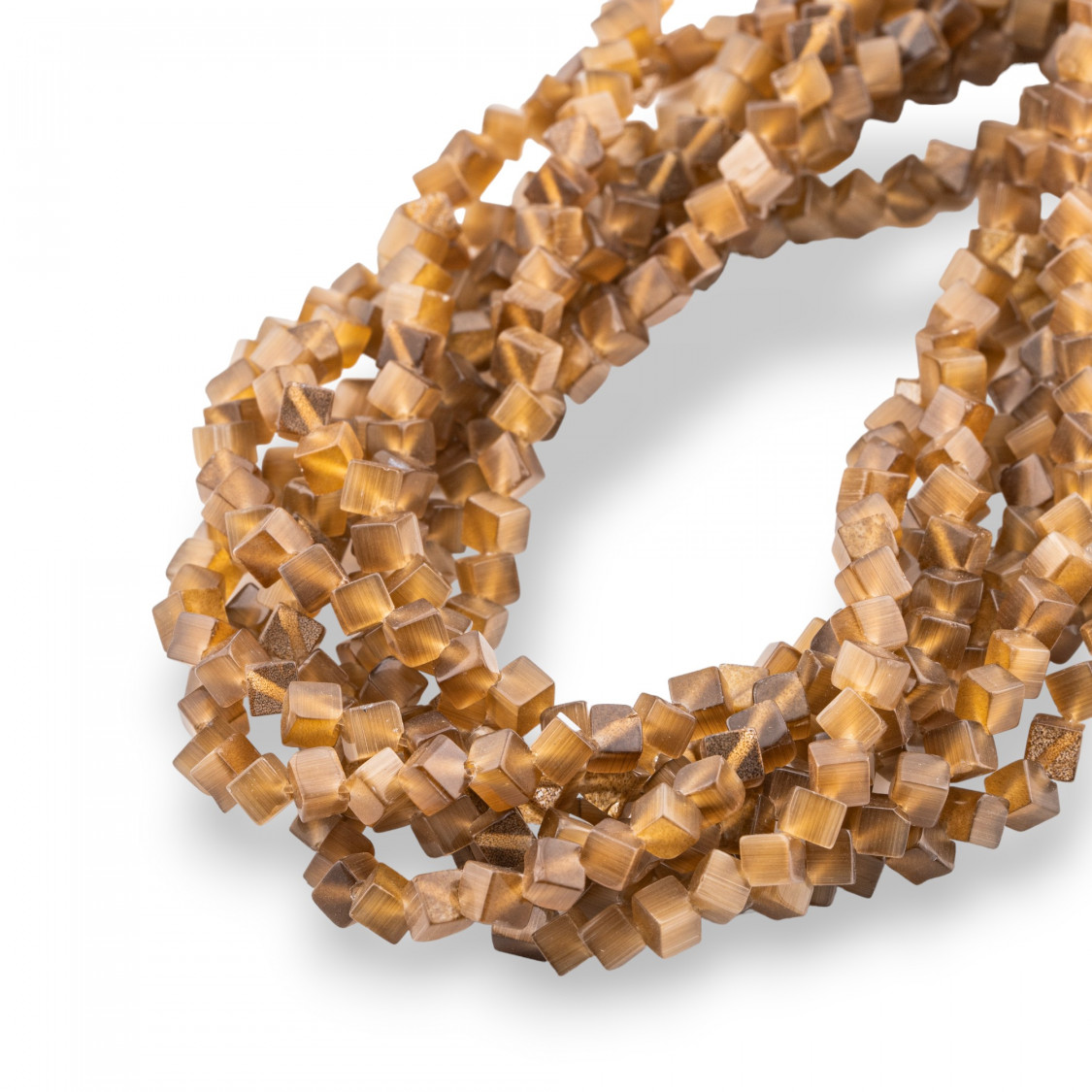 Cat's Eye Cube Diagonal 4mm Light Brown-EYE OF CAT | Worldofjewel.com