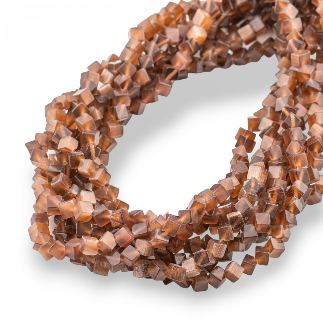 Cube Diagonal Oeil de Chat 4mm Marron Profond-ŒIL DE CHAT | Worldofjewel.com