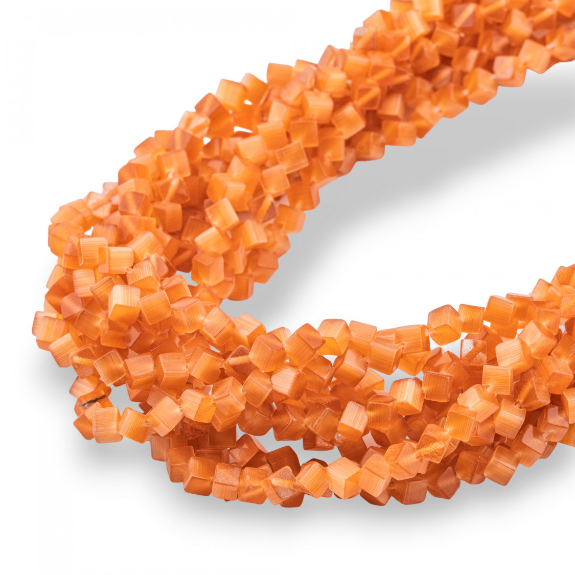 Occhio Di Gatto Cubo Diagonale 4mm Pesca-OCCHIO DI GATTO | Worldofjewel.com