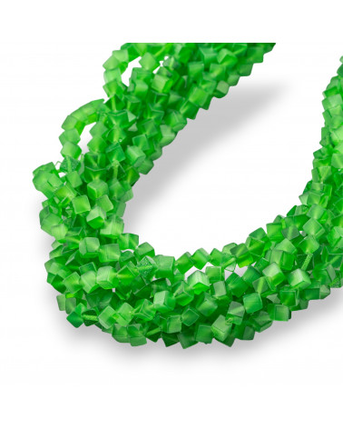 Occhio Di Gatto Cubo Diagonale 4mm Verde-OCCHIO DI GATTO | Worldofjewel.com