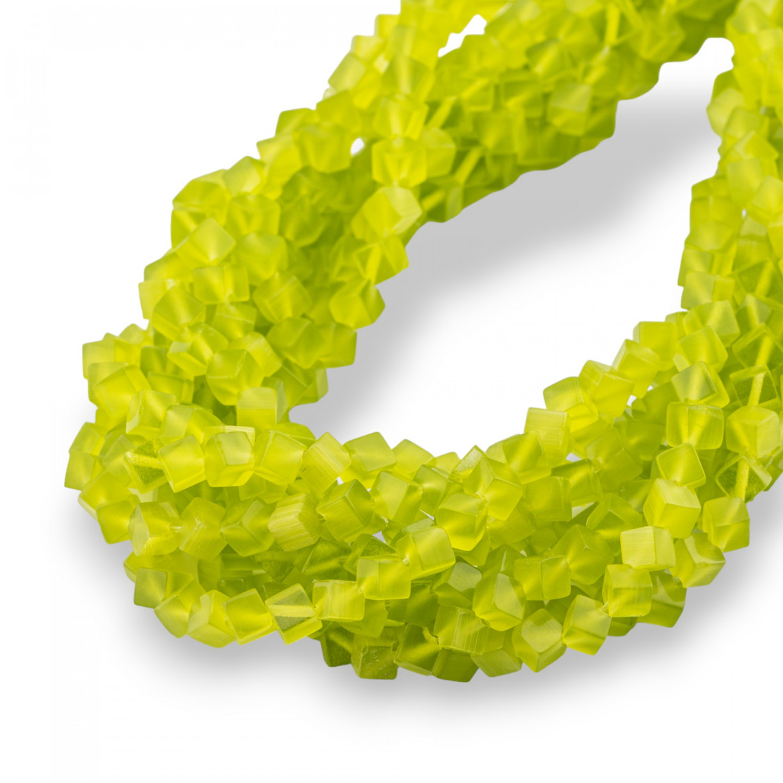 Occhio Di Gatto Cubo Diagonale 4mm Verde Acido-OCCHIO DI GATTO | Worldofjewel.com