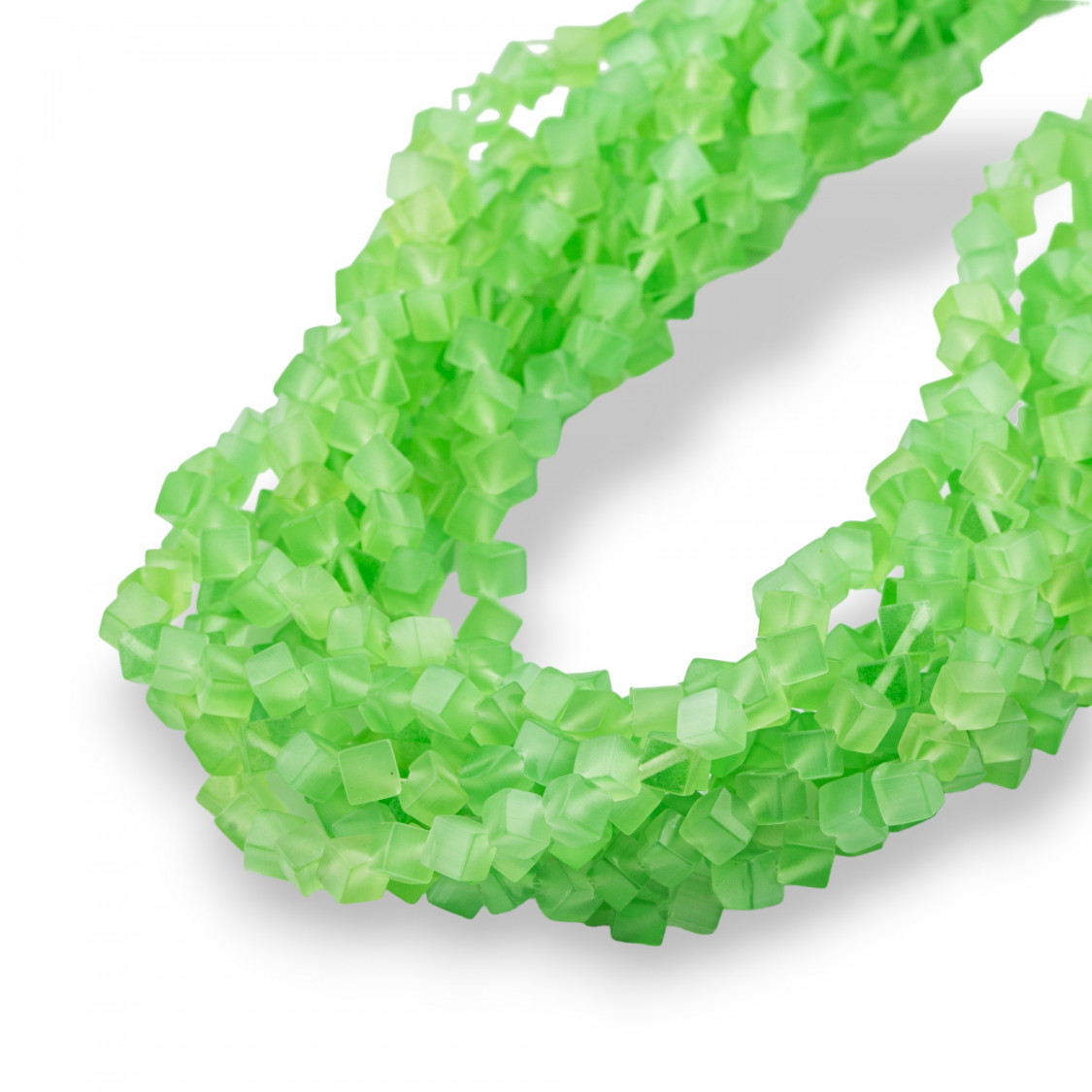Occhio Di Gatto Cubo Diagonale 4mm Verde Chiaro-OCCHIO DI GATTO | Worldofjewel.com