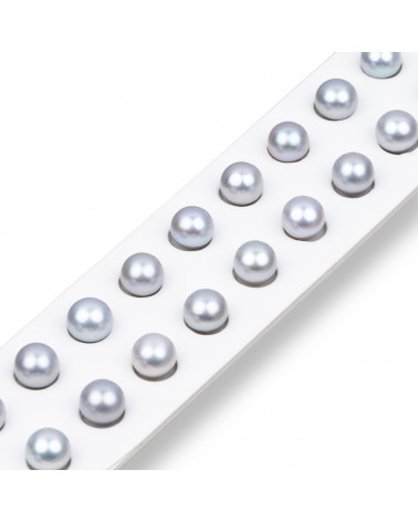 Perle di Fiume 1 Foro Tondo (AAA) 9,0-9,5mm 12 Paia Grigio-1 FORO TONDO | Worldofjewel.com