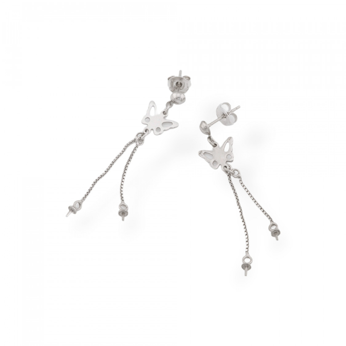 Base Per Orecchini Perno Con Catena A Pendente Di Argento 925 10x50mm 3 Paia Rodiato-BASI DI ARGENTO 925 | Worldofjewel.com