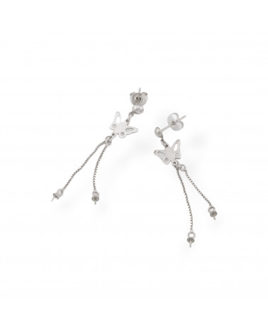 Base Per Orecchini Perno Con Catena A Pendente Di Argento 925 10x50mm 3 Paia Rodiato-BASI DI ARGENTO 925 | Worldofjewel.com