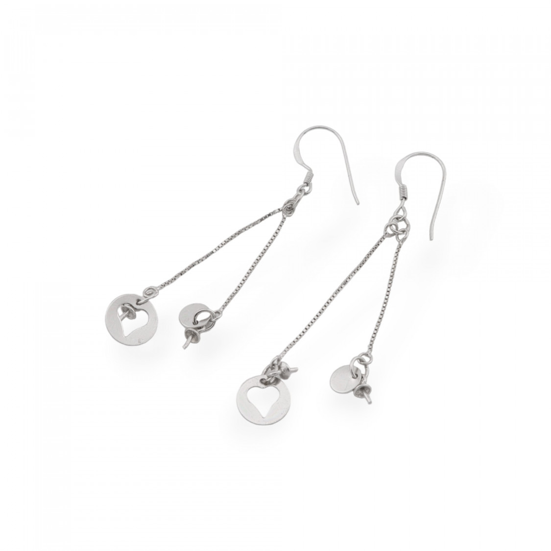 Base pour Boucles d'Oreilles Puces avec Pendentif Chaîne en Argent 925 Plaqué Rhodié 3 Paires-SOCLE EN ARGENT 925 | Worldofjewel.com