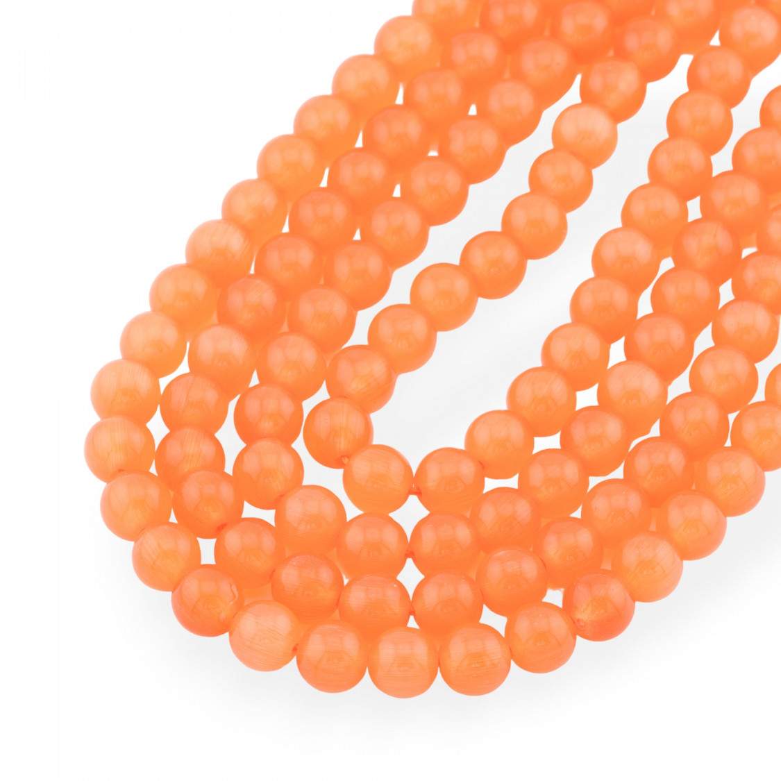 Ojo De Gato Naranja Redondo Liso 8mm-AZUL CLARO | Worldofjewel.com