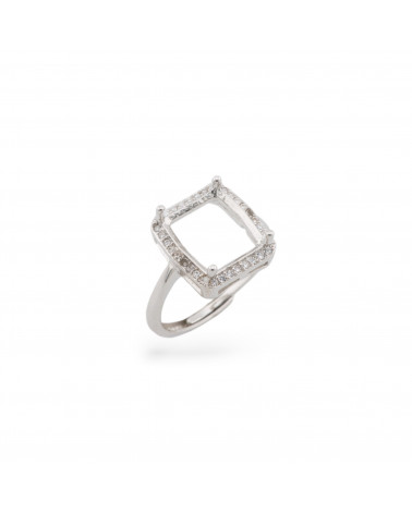 925 Silver Ring Base With Internal Bezel 10x11.5mm Approx. With Adjustable Size 1pc Rhodium Plated-BASE FOR RINGS | Worldofjewel.com