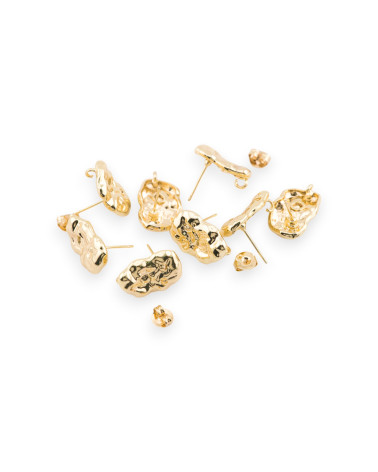 Base Per Orecchini Di Bronzo Perno Battuto 13x18mm 10 Paia Dorato-BASI DI OTTONE E BRONZO | Worldofjewel.com