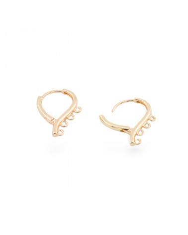 Base Per Orecchini Di Ottone A Monachella Chiusa 15x21mm Con 4 Anellini 9 Paia Dorato-BASI DI OTTONE E BRONZO | Worldofjewel.com