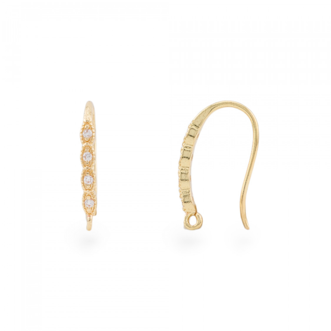 Base Para Pendientes De Latón Con Circonitas 9 Pares Oro-BASES DE LATÓN Y BRONCE | Worldofjewel.com