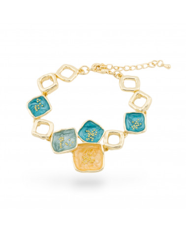 Bracciale Bijoux Smaltato Collezione Isabella 1pz Dorato MOD10-BRACCIALI BRONZO E OCCHIO DI GATTO | Worldofjewel.com