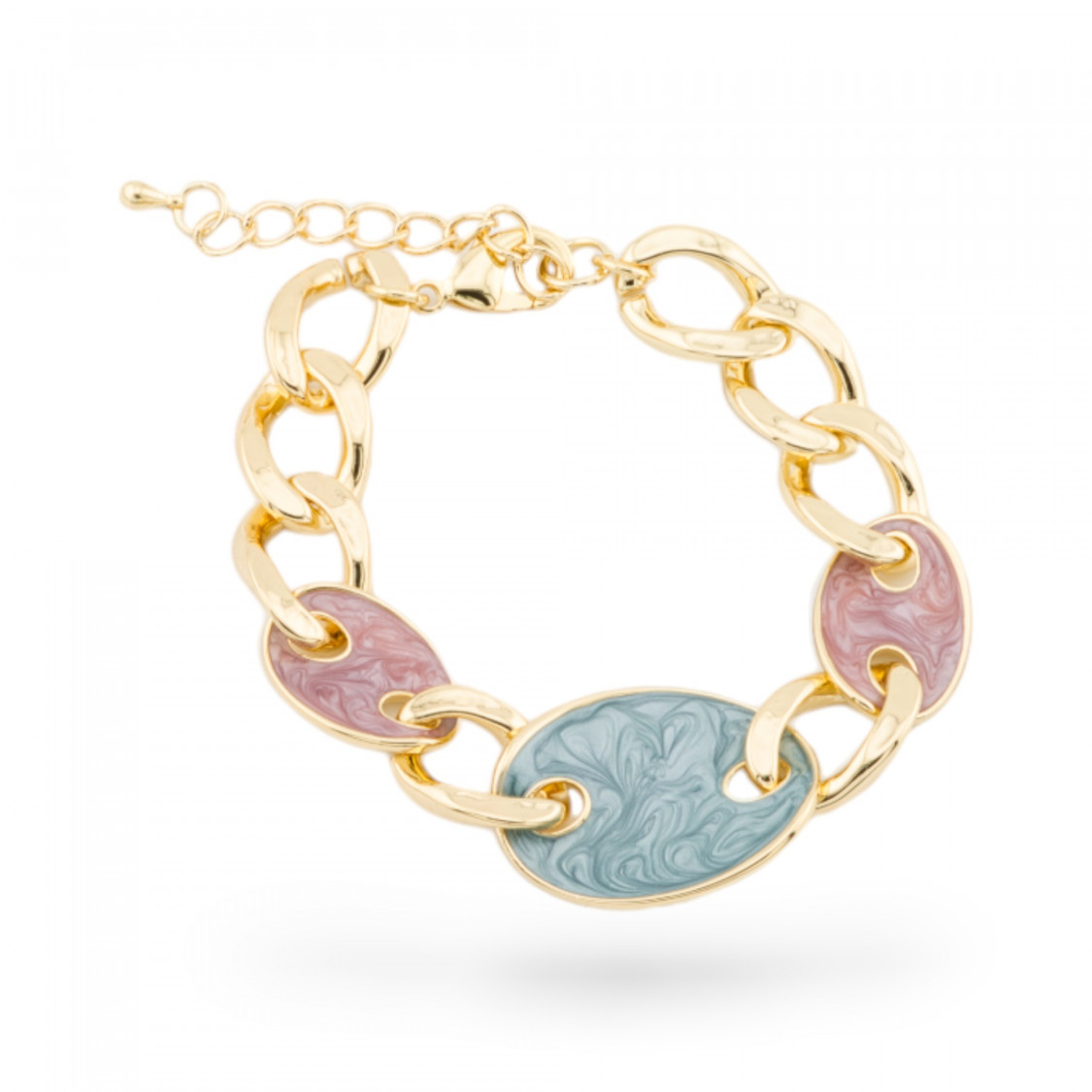 Bracciale Bijoux Smaltato Collezione Isabella 1pz Dorato MOD21-BRACCIALI BRONZO E OCCHIO DI GATTO | Worldofjewel.com