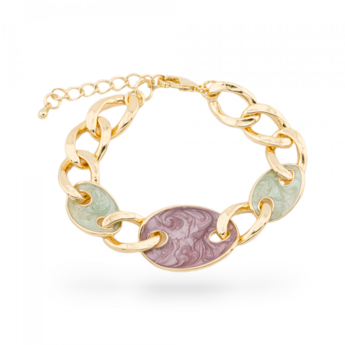 Bracciale Bijoux Smaltato Collezione Isabella 1pz Dorato MOD22-BRACCIALI BRONZO E OCCHIO DI GATTO | Worldofjewel.com