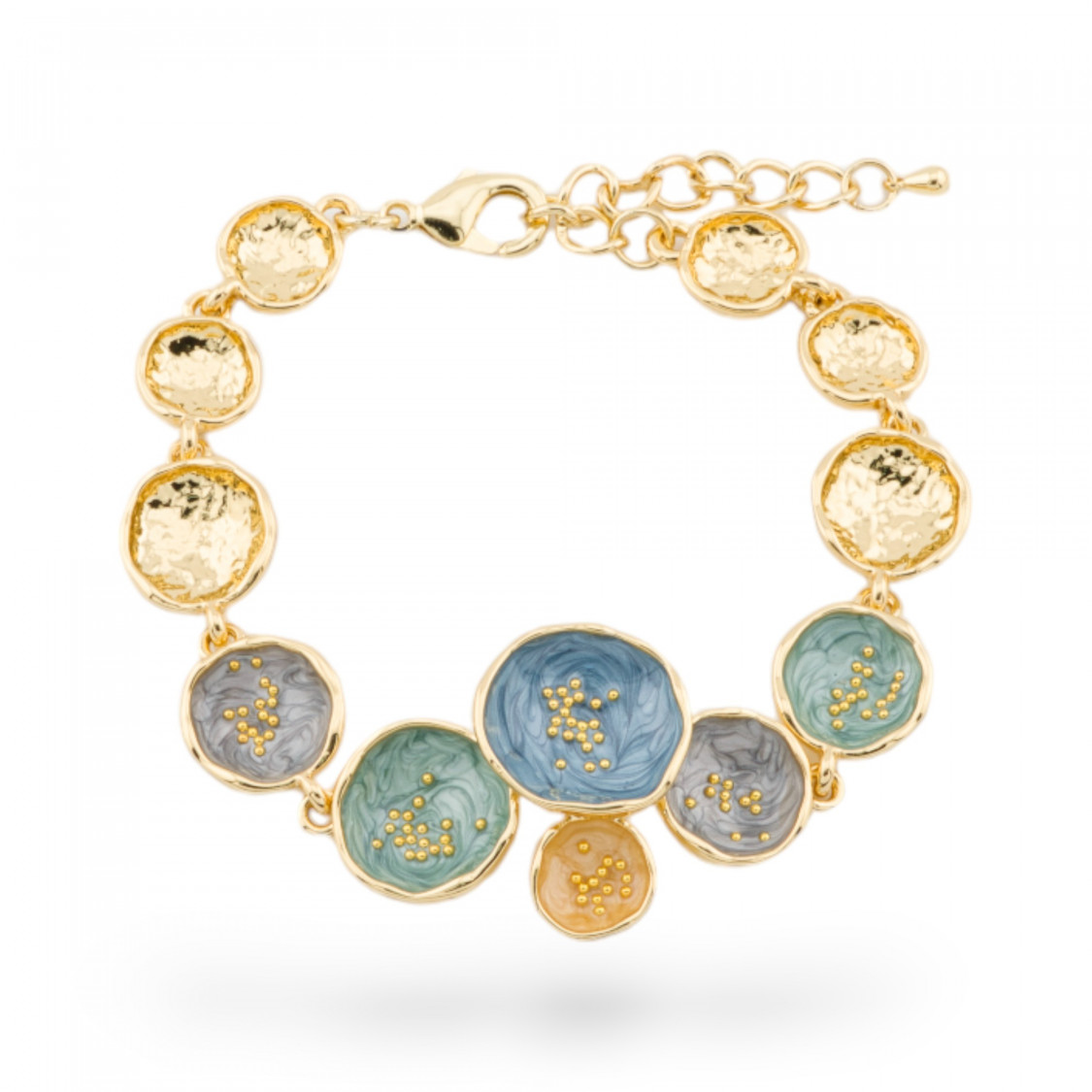 Bracciale Bijoux Smaltato Collezione Isabella 1pz Dorato MOD23-BRACCIALI BRONZO E OCCHIO DI GATTO | Worldofjewel.com