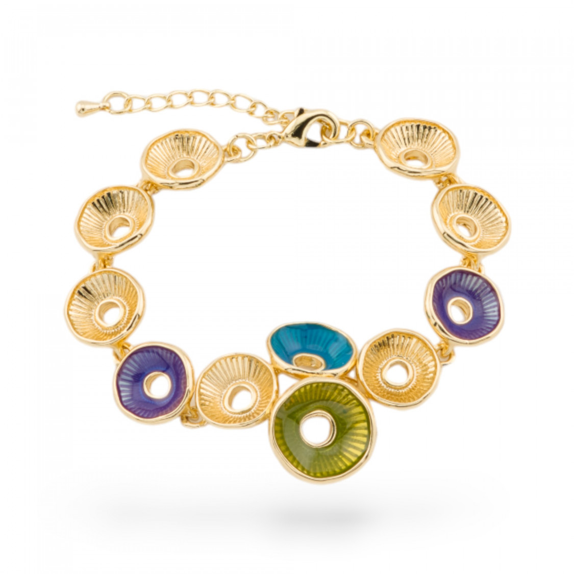Bracciale Bijoux Smaltato Collezione Isabella 1pz Dorato MOD26-BRACCIALI BRONZO E OCCHIO DI GATTO | Worldofjewel.com