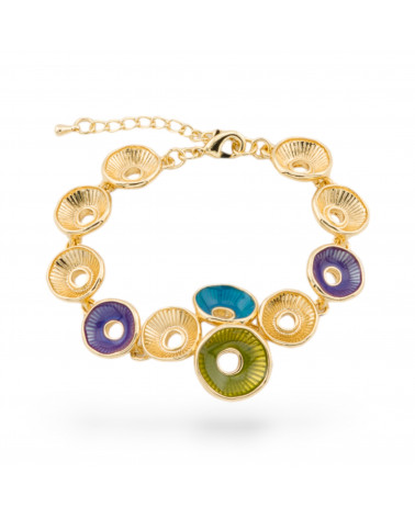 Bracciale Bijoux Smaltato Collezione Isabella 1pz Dorato MOD26-BRACCIALI BRONZO E OCCHIO DI GATTO | Worldofjewel.com