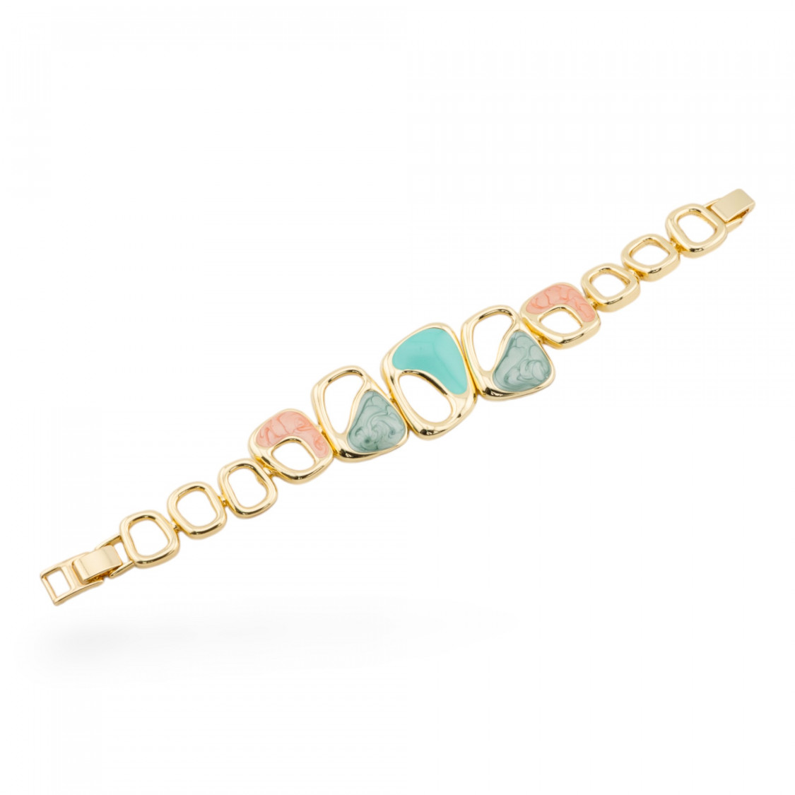 Bracelet Bijoux Émaillé Collection Isabella 1pc Doré MOD3-BRACELETS EN BRONZE ET OEIL DE CHAT | Worldofjewel.com