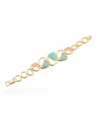 Bracelet Bijoux Émaillé Collection Isabella 1pc Doré MOD3-BRACELETS EN BRONZE ET OEIL DE CHAT | Worldofjewel.com