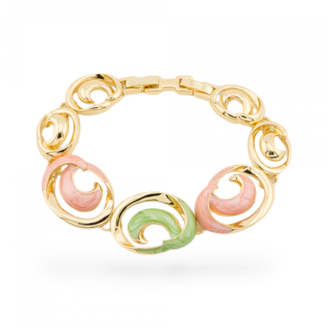 Bracciale Bijoux Smaltato Collezione Isabella 1pz Dorato MOD4-BRACCIALI BRONZO E OCCHIO DI GATTO | Worldofjewel.com