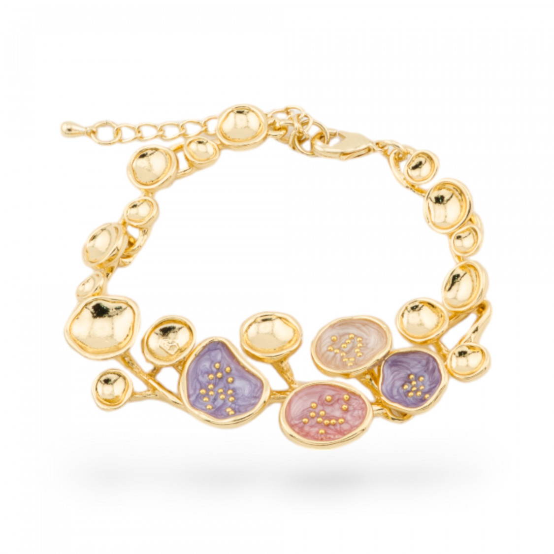 Pulsera Bijoux Esmaltada Colección Isabella 1ud Dorado MOD9-PULSERAS DE BRONCE Y OJO DE GATO | Worldofjewel.com