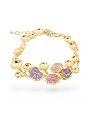 Pulsera Bijoux Esmaltada Colección Isabella 1ud Dorado MOD9-PULSERAS DE BRONCE Y OJO DE GATO | Worldofjewel.com