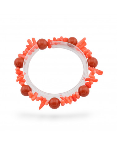 Bracciali Elasticizzato Di Pietre Dure E Corallo Bamboo Arancio-BRACCIALI DI PIETRE DURE | Worldofjewel.com