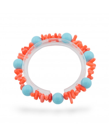 Bracciali Elasticizzato Di Pietre Dure E Corallo Bamboo Arancio Turchese-BRACCIALI DI PIETRE DURE | Worldofjewel.com
