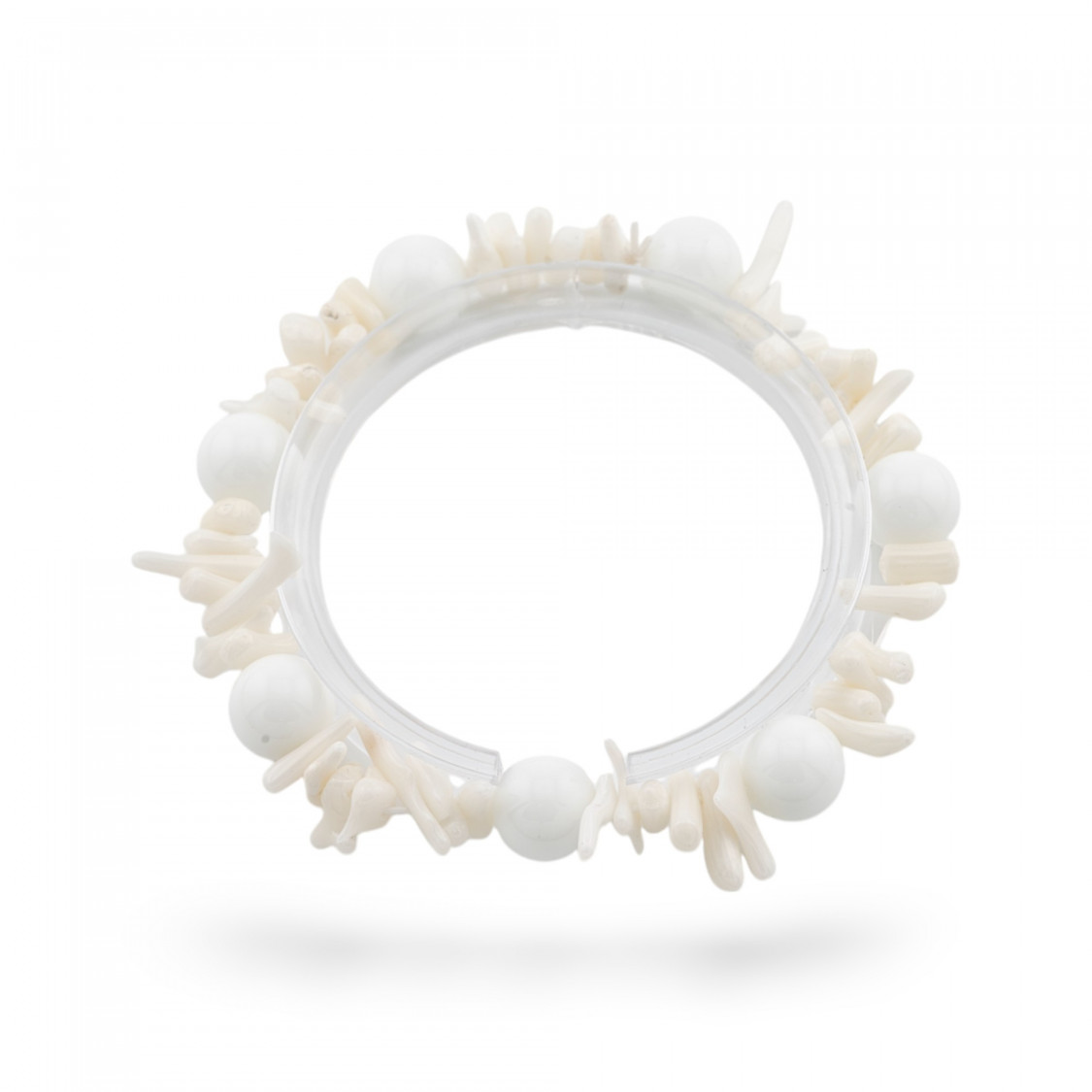 Bracciali Elasticizzato Di Pietre Dure E Corallo Bamboo Bianco-BRACCIALI DI PIETRE DURE | Worldofjewel.com