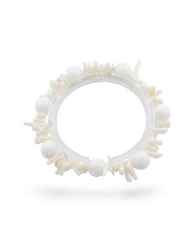 Bracciali Elasticizzato Di Pietre Dure E Corallo Bamboo Bianco-BRACCIALI DI PIETRE DURE | Worldofjewel.com