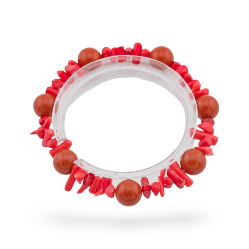 Bracciali Elasticizzato Di Pietre Dure E Corallo Bamboo Rosso Arancio-BRACCIALI DI PIETRE DURE | Worldofjewel.com
