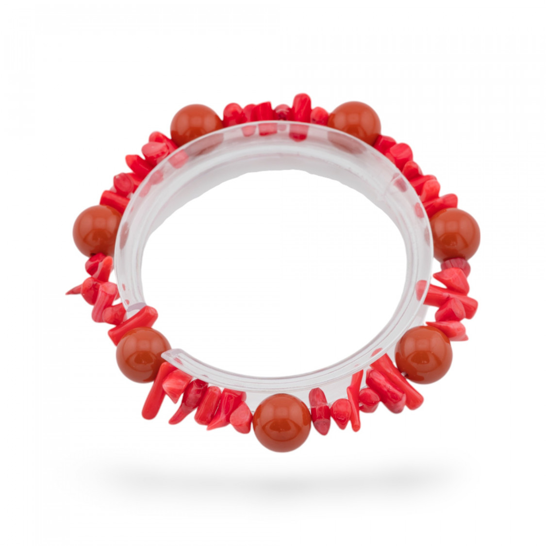 Bracciali Elasticizzato Di Pietre Dure E Corallo Bamboo Rosso Arancio-BRACCIALI DI PIETRE DURE | Worldofjewel.com