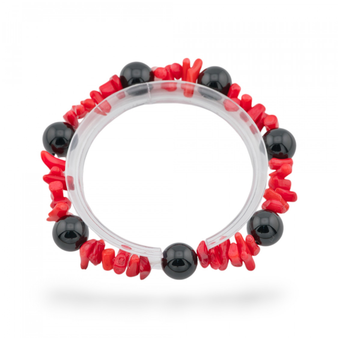 Bracciali Elasticizzato Di Pietre Dure E Corallo Bamboo Rosso Onice-BRACCIALI DI PIETRE DURE | Worldofjewel.com