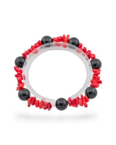 Bracciali Elasticizzato Di Pietre Dure E Corallo Bamboo Rosso Onice-BRACCIALI DI PIETRE DURE | Worldofjewel.com