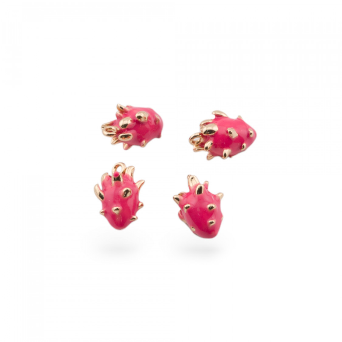 14pcs Fruit Enamelled Bronze Pendant Component With 1 Golden Dragon Fruit Jump Ring-RECTANGLE | Worldofjewel.com