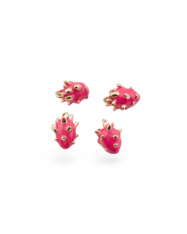 14pcs Fruit Enamelled Bronze Pendant Component With 1 Golden Dragon Fruit Jump Ring-RECTANGLE | Worldofjewel.com