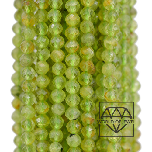 Peridot, facettierter Diamantschliff, 3 mm