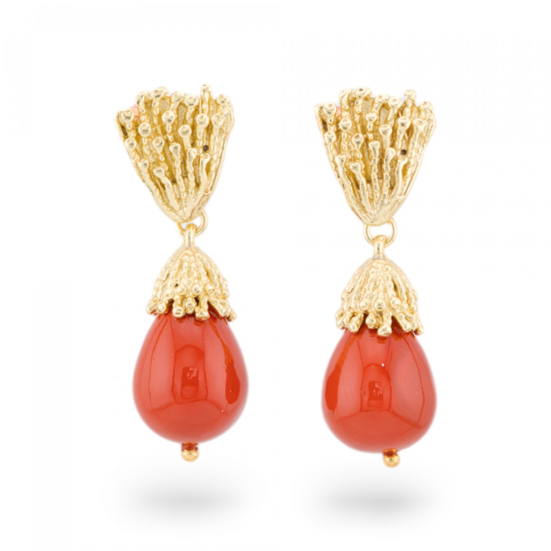Orecchini Di Argento 925 Con Perle Di Maiorca Dorato-ARGENTO 925 DESIGN ITALY | Worldofjewel.com